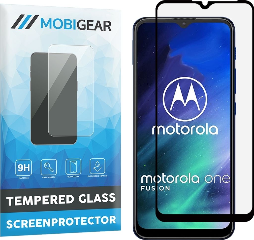 Mobigear Premium Motorola One Fusion Panzerglas Gehärtetes Glas Displayschutz - Hüllenfreundlich - Schwarz