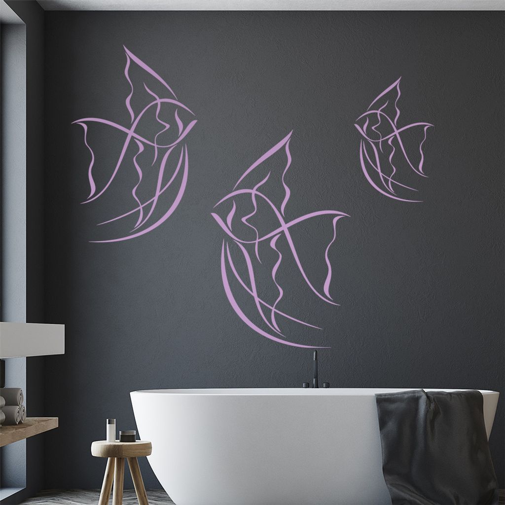 Fische Linien - Fisch Wandtattoo in 6 Größen - Wandaufkleber Wall Sticker - Dekoration, Küche, Wohnzimmer, Schlafzimmer, Badezimmer