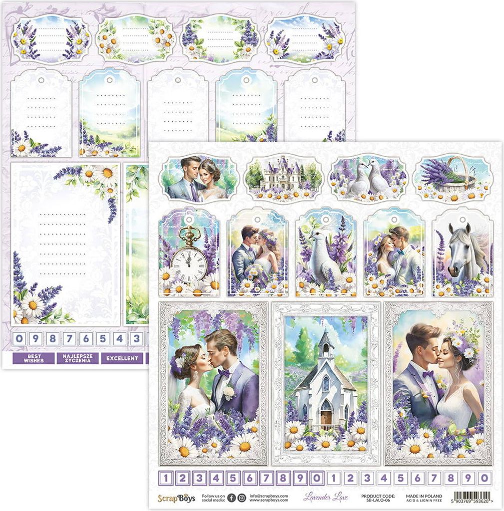 30x30cm doppelseitig Scrapbooking Papier - SCRAPBOYS - Lavender Love 06