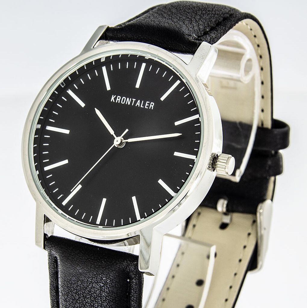 Herrenuhr Krontaler silber schwarz 40mm Produktbild 