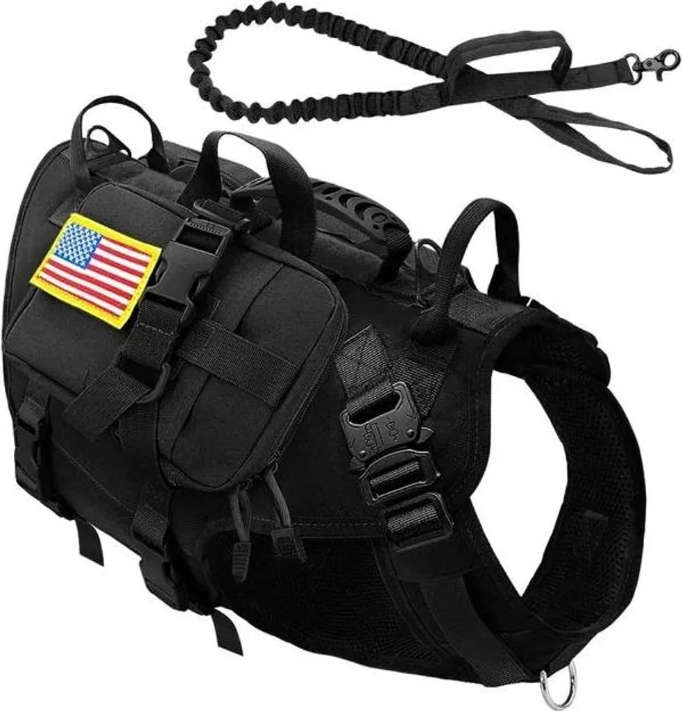 Harnais Chien Rembourré Noir - Poitrine 67-100cm Réglable Confort