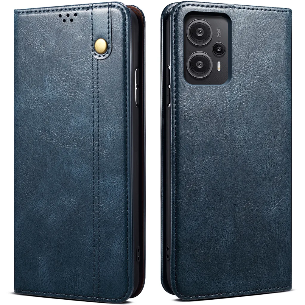 Custodia per Xiaomi Poco F5 / Redmi Note 12 Turbo, pelle flip case portafoglio con funzione stand blu
