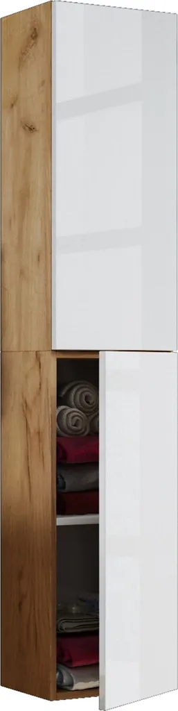 Armadio Bagno Lendas 150x33x22 Rovere Miele e Bianco | Colonna Salvaspazio