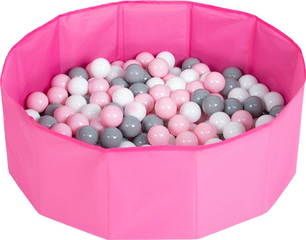Petsona Faltbare Bällebad Bällepool Für Hunde Katzen 100 Bälle Rund Katze Kaninchen Spielzeug Haustiere Hundepool Tiere Pool Tragbar, Pink:Wei...