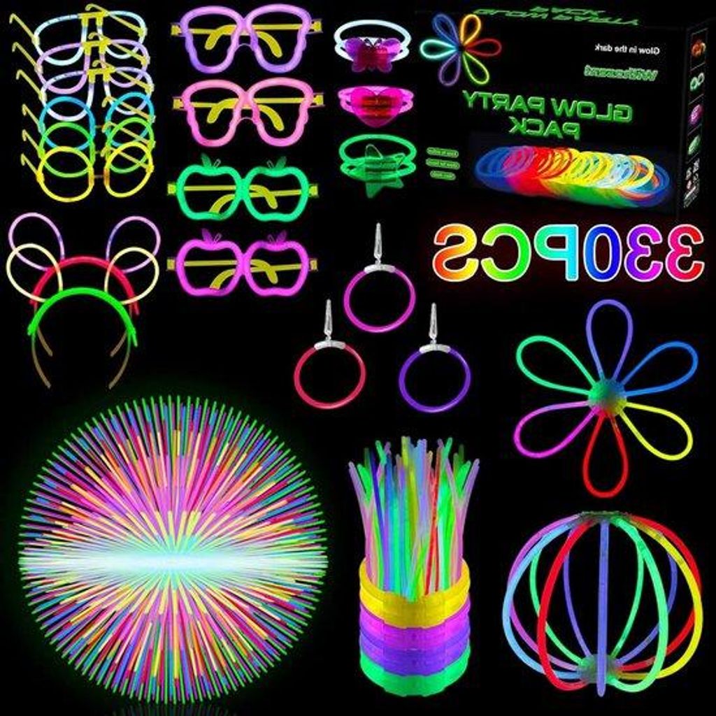 Neon Lichtstaven Set 330 Stück Party Deko Schwarzlicht