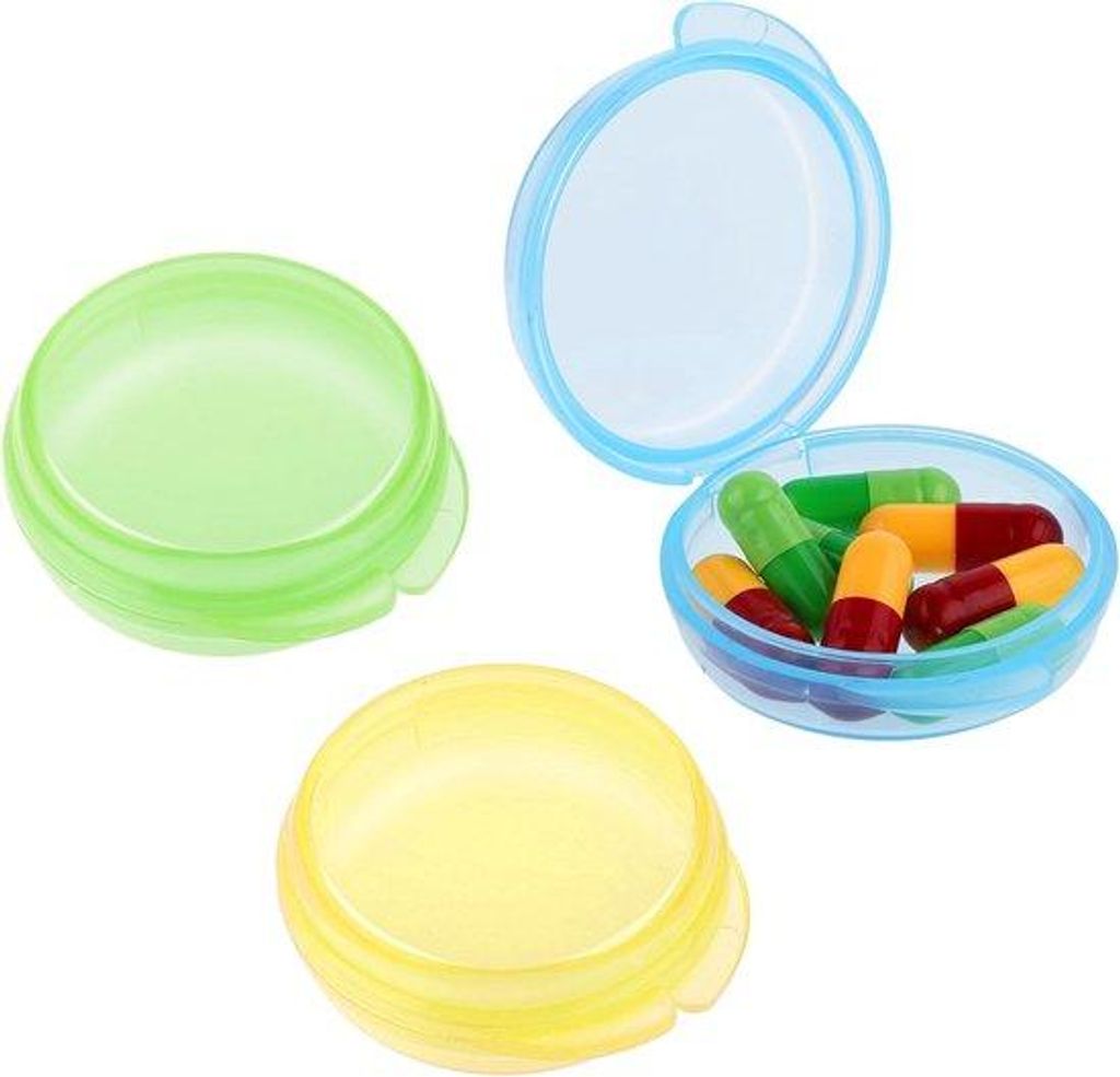 Famanu Mini Pillendose Set von 3 - Kompakte Tablettencontainer für Tasche oder Hosentasche