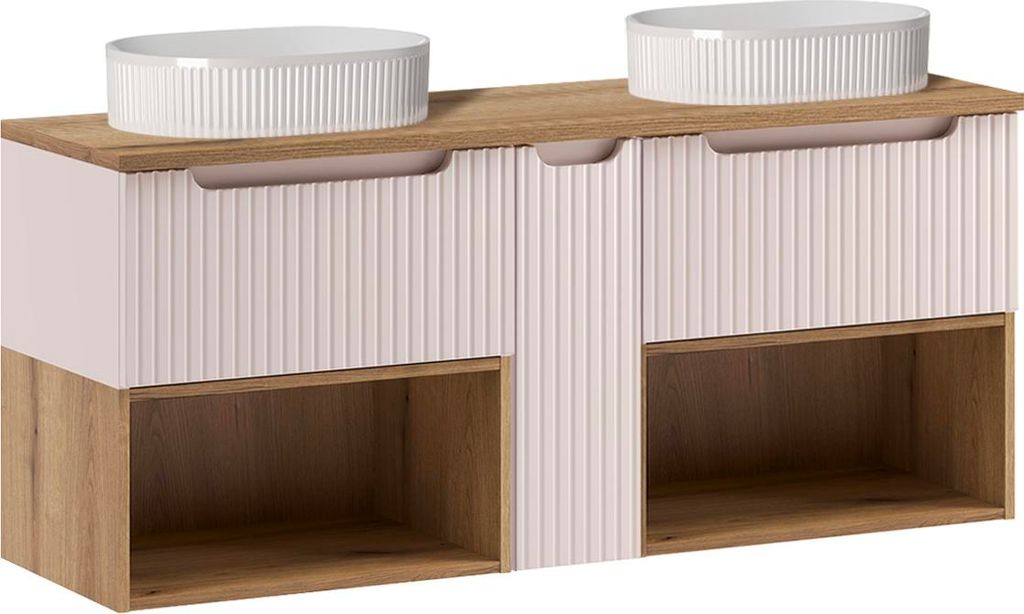 Doppelwaschtisch 140.4cm Riva mit 3 Schubladen, Kaschmir