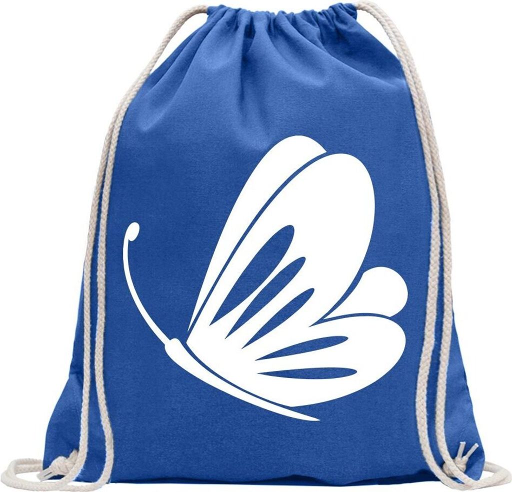 Kiwistar - Turnbeutel - royal - Schmetterling Motiv 1 - Fun Rucksack Sport Beutel Gymsack Baumwolle mit Ziehgurt