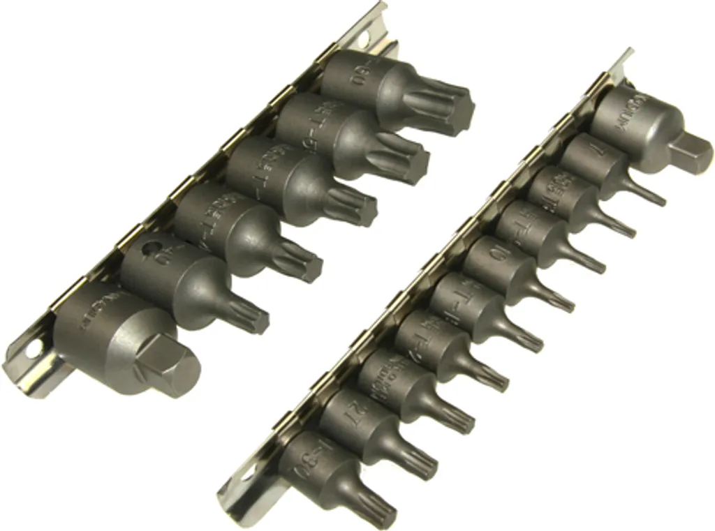 Douilles tournevis et douilles Torx profil T 1/4 et 3/8 - Coffret 16 pcs
