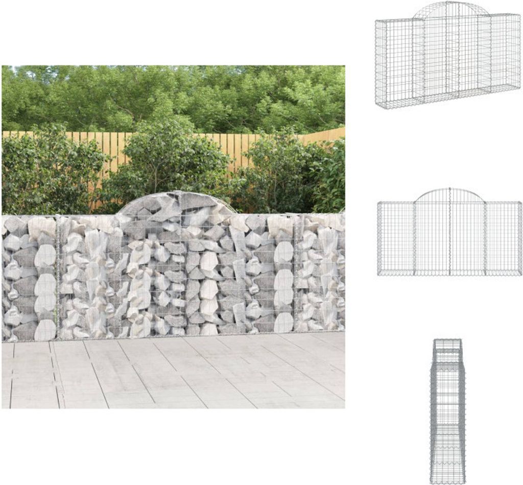 vidaXL Gabione mit Hochbogen 200x30x100/120 cm Verzinktes Eisen - Blumentöpfe & Pflanzgefäße
