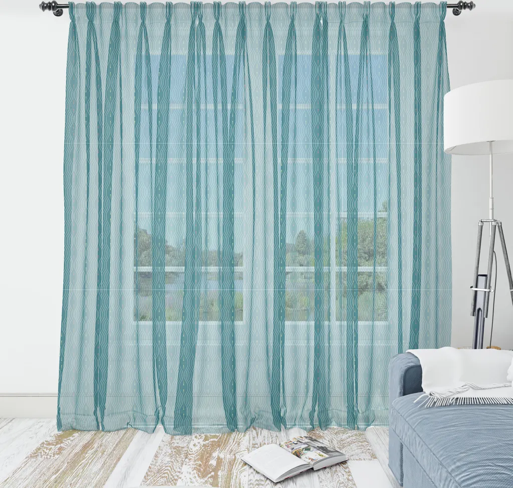 ABAKUHAUS Tapisserie Murale Abstraite en Satin Bleu Pétrole 210x274 cm