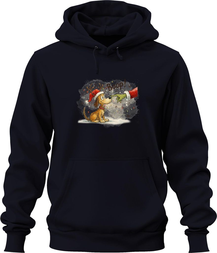 Boop Weihnachten Grinch Hund Nase Rentier Geschenk niedlich Uni Hoodie Kapuzenpullover, Navy, XL