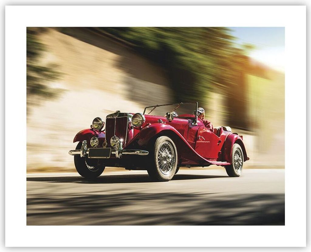 Poster - Poster ohne Rahmen - Mg Rot Auto - 50x40 cm - Wand Bild - Wanddeko - Wandbilder - Kunstposter - Wandposter - Bilder - Kunstdruck - Wanddek...