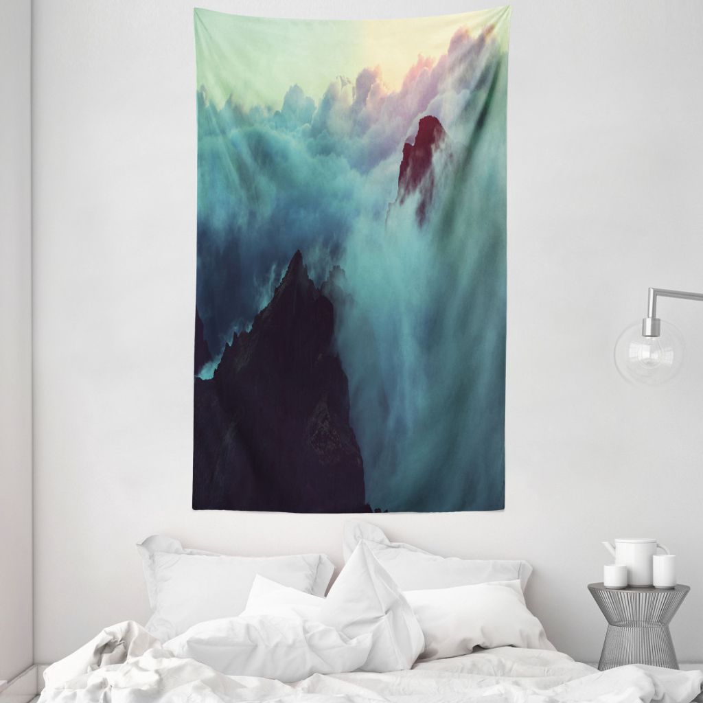 ABAKUHAUS Natur Wandteppich und Tagesdecke, Sunset Blick über die Hügel aus Weiches Mikrofaser Stoff Waschbar ohne Verblassen Digitaldruck, 140 x...