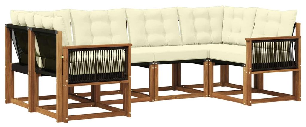 vidaXL Outdoor-Sofagarnitur mit Kissen 6 pcs Natur und Creme