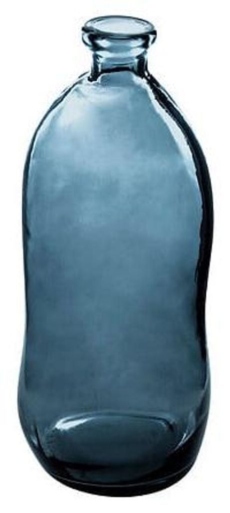 Uly Flaschenvase, 73 cm hoch, blaues Recyclingglas