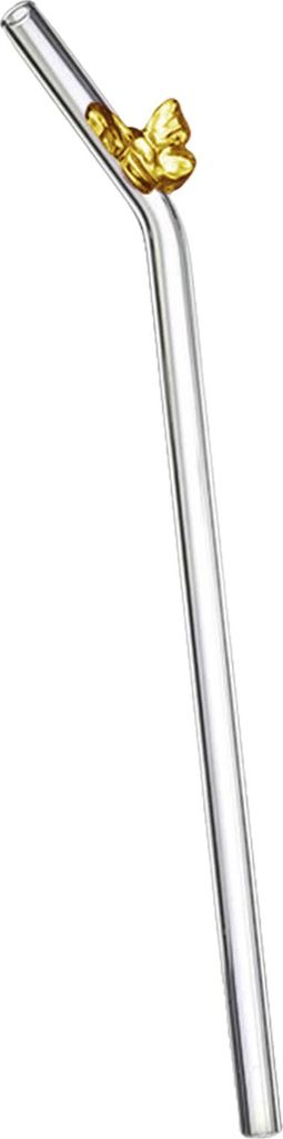 Wiederverwendbarer Glas-Strohhalm, buntes Schmetterlings-Design, hitzebeständiger transparenter Borosilikat-Strohhalm