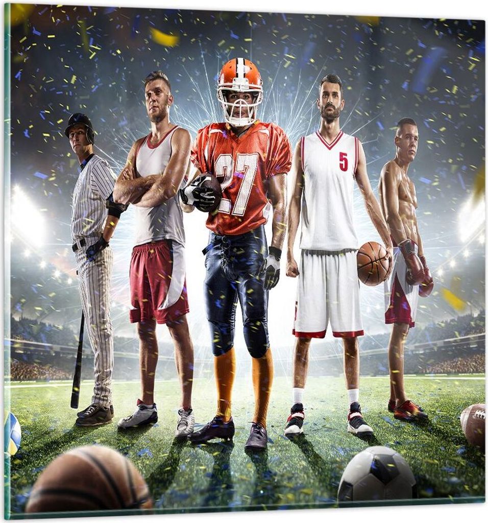 Bilder auf glas - Sport Sportler - 50x50cm - Glasbilder - Wandbilder - Kunstdruck - zum Aufhängen bereit - Wanddekoration aus Glas - Glas Bilder -...
