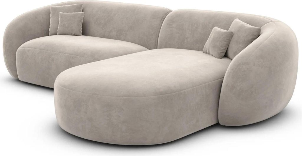 Samtstoff L-Form Sofa Gaia Sand Rechts