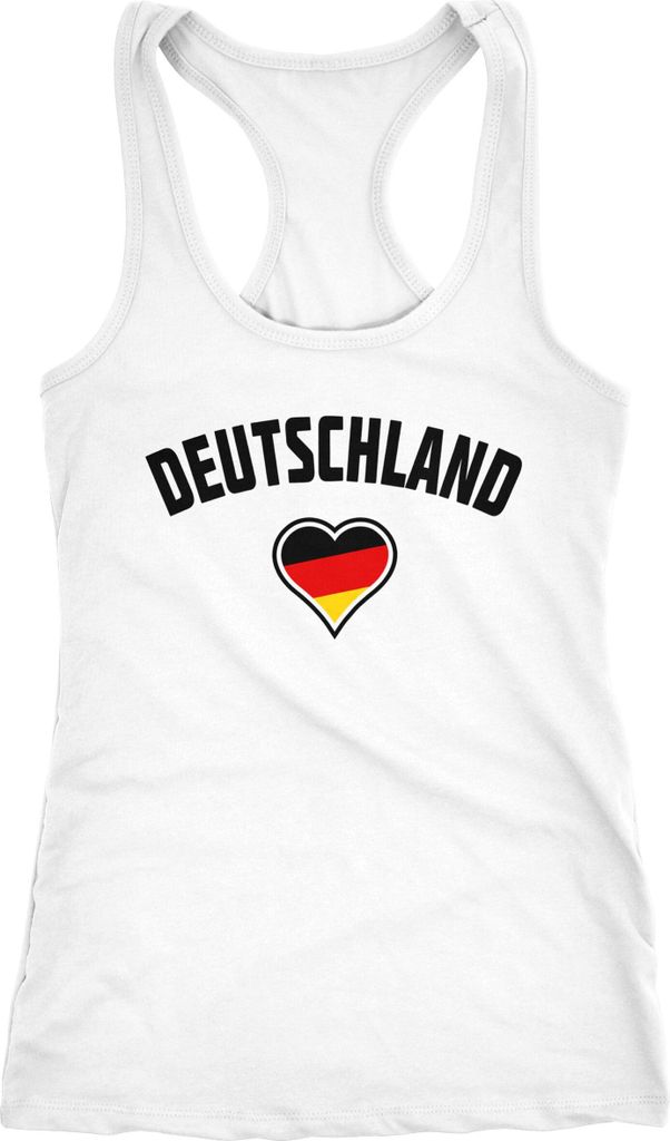 Damen Tanktop Deutschland Herz WM Fußball Weltmeisterschaft 2018 World Cup Fan-Shirt Germany Moonworks weiß XL