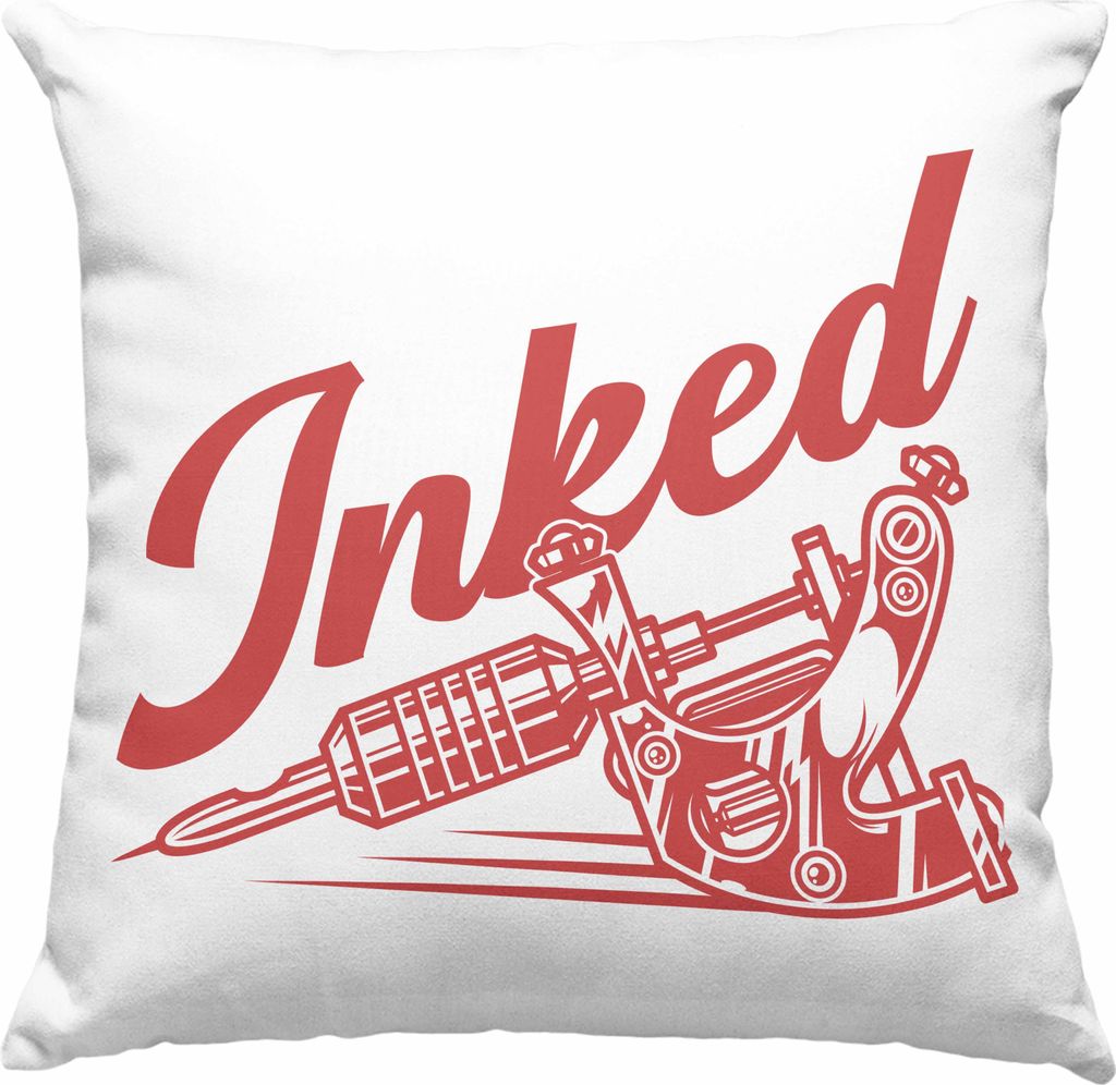 Trendation - Inked Tattoos Deko-Kissen mit Füllung 40x40 Geschenk Tattoowiererin Tattoowierer Geschenkidee Spruch Männer Frauen (Rosa)