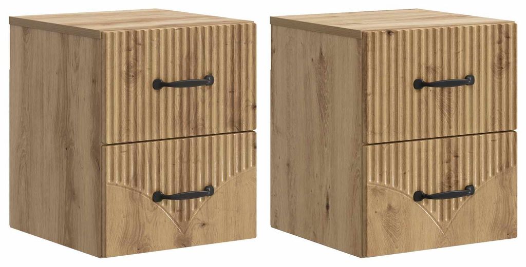 Wandmontierter Nachttisch 2 pcs Artisan-Eiche 34,5 x 33 x 40 cm