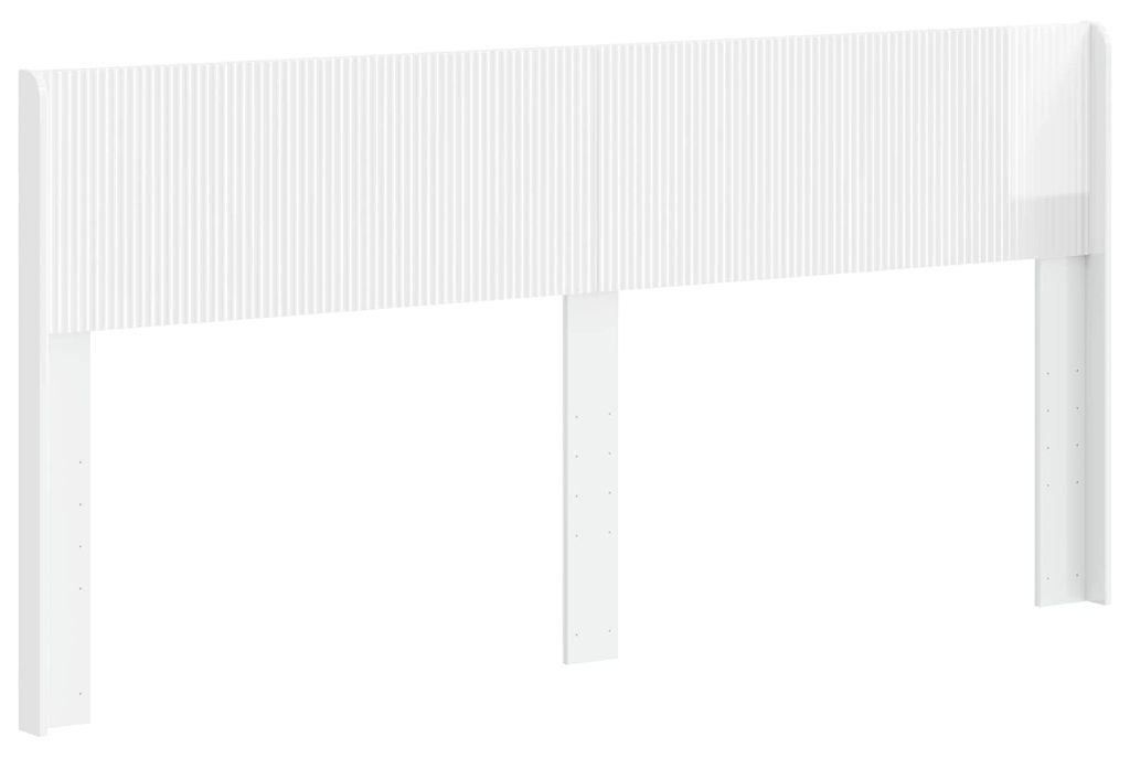Kopfteil mit vertikalem Latten-Design, Hochglanz Weiß, Spanplatte, 206,5x100 cm