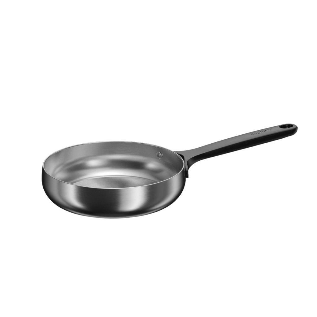 BergHOFF Home Bratpfanne 28 cm Edelstahl, PTFE frei, schwarze Griffe, für alle Herdarten, Smokey Black