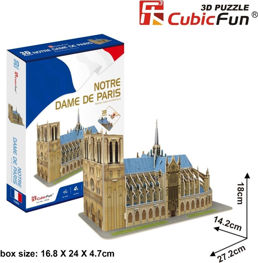 CUBICFUN Notre-Dame Kathedrale 3D-Puzzle 53 Teile