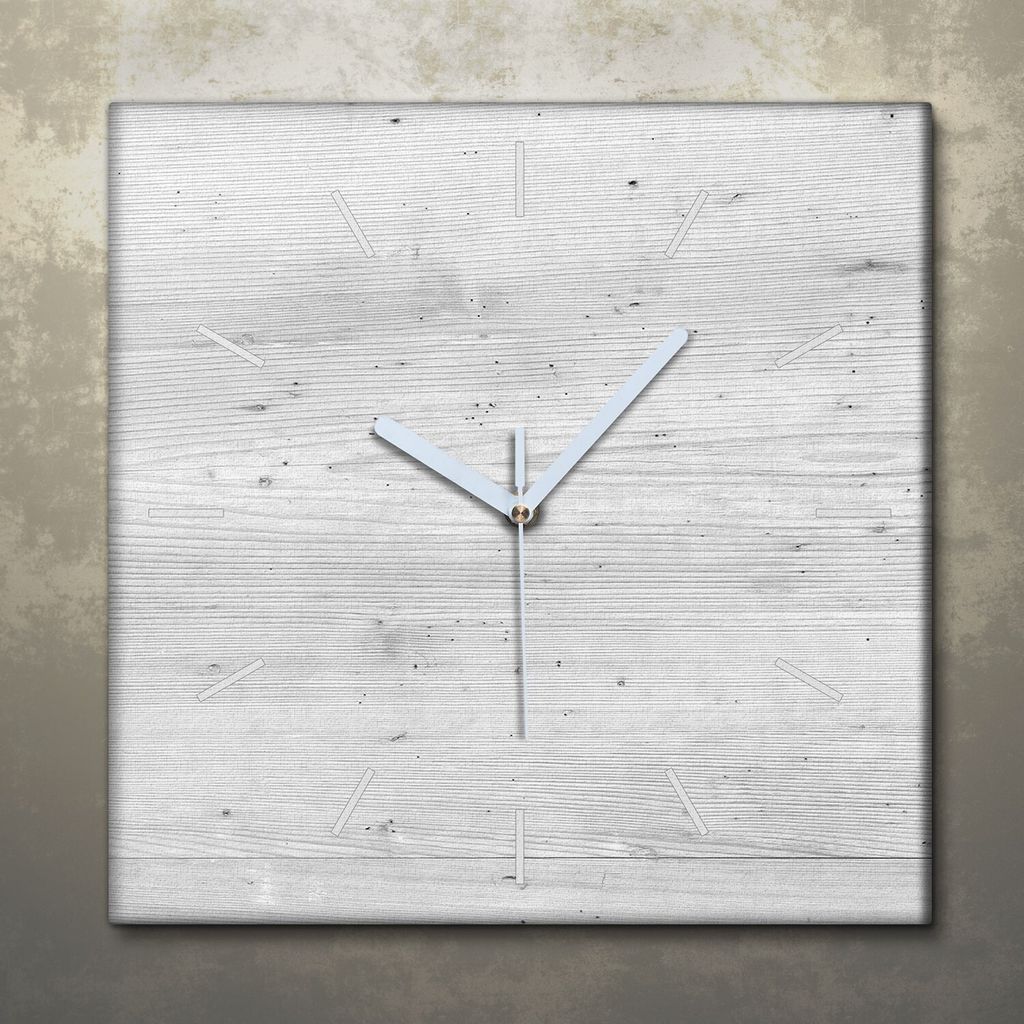 Wohnzimmer Leinwand Uhr Geräuschlos Küche 30x30 Weiß, Holz, Motive, Textur, weiße Zeiger