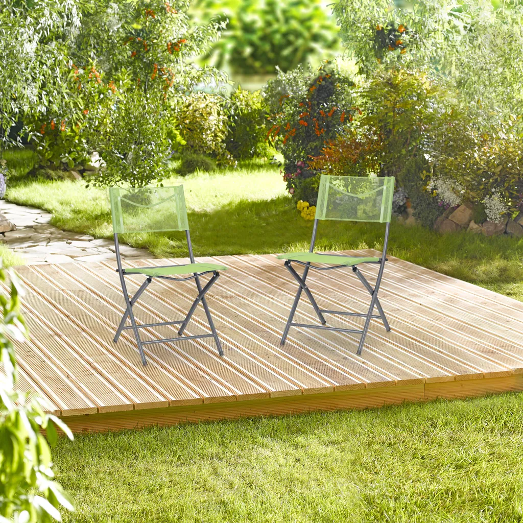 Chaise de jardin pliante Relaxdays robuste et compacte coloris vert x2 - 2