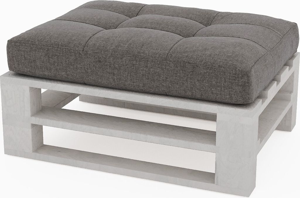 Lermowood Palettenmöbel Mpe Hocker 60 x 60 cm Weiß | Europaletten Indoor und Outdoor Lounge Gartenmöbel Holz Gartenmöbel Set Lounge Möbel Terr...