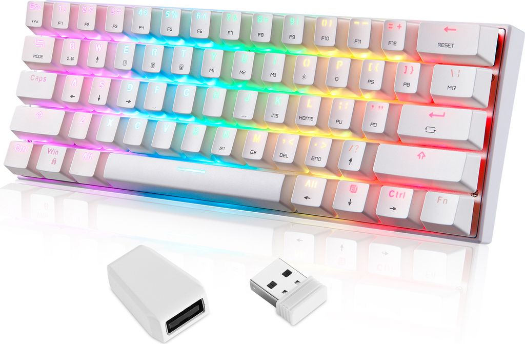 Motospeed SK62 BT Wireless Gaming Mechanische Tastatur 61 Tasten RGB Hintergrundbeleuchtung Roter Schalter Makroantrieb Fuer Laptop PC