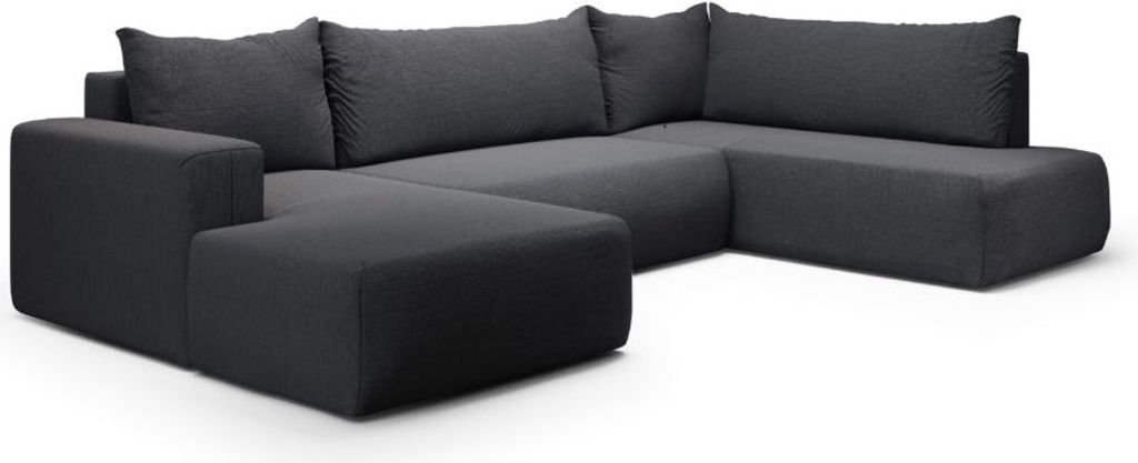 Intenso Ecksofa mit Schlaffunktion LECCO U, Links, Schwarz