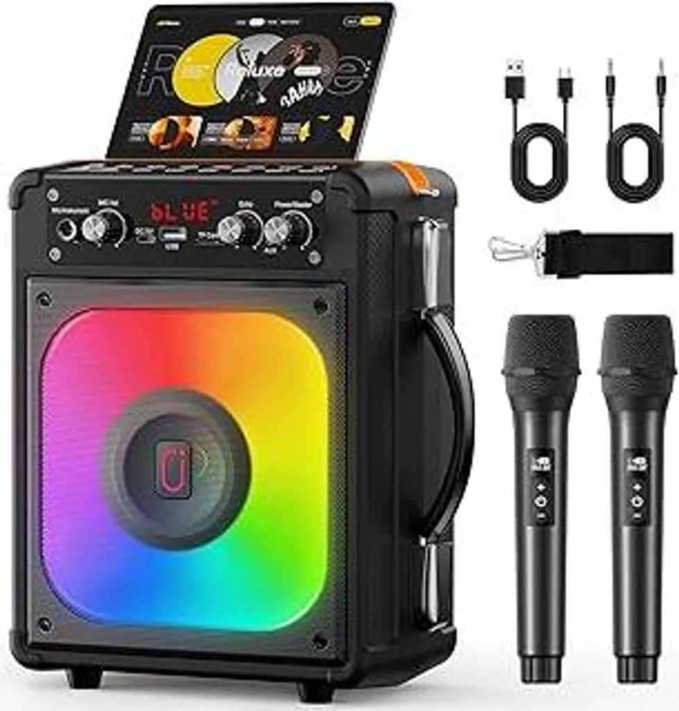 Impianto Karaoke Bluetooth Professionale Casa con Microfoni Wireless