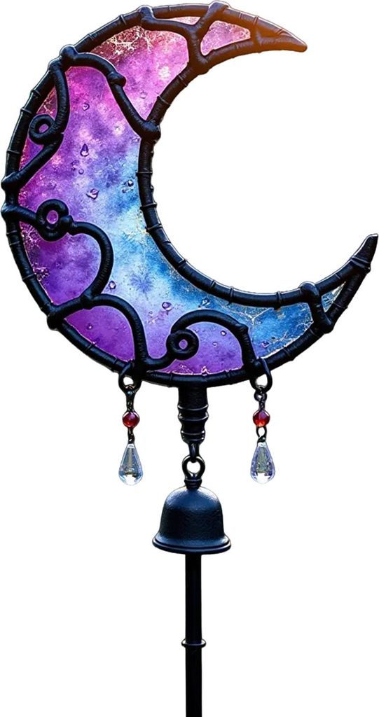 Mond-Gartenstecker, Metall, Halbmond-Design, blau-lila Monddekoration für Blumenbeete, Gartenkunst, Geschenk für Gartenliebhaber B