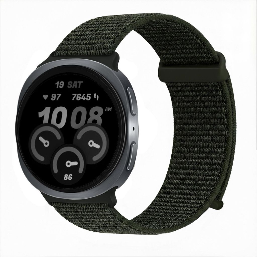 Smartwatch Armband für Samsung Galaxy Watch8 44mm Nylon Textil Band Ersatzband Wechselband Klettverschluss flexibel atmungsaktiv Grün Oliv