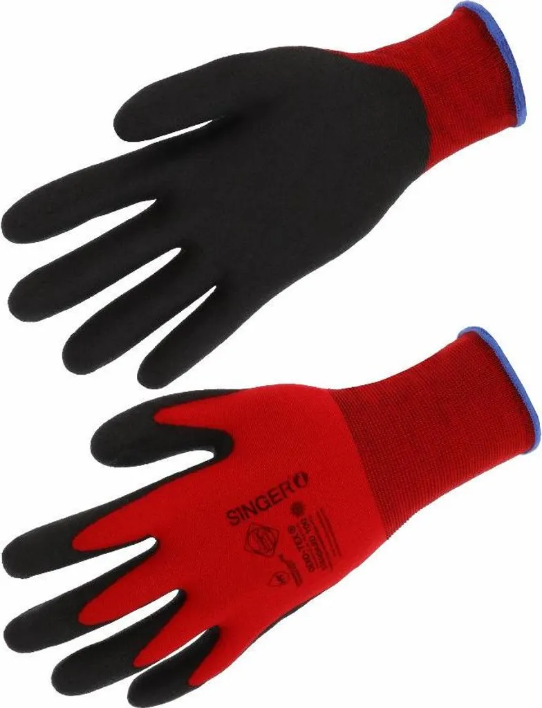 Gants de protection en polyamide rouge Singer taille 8 confortables