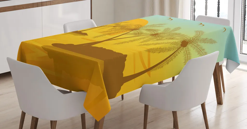 ABAKUHAUS marocchino Tovaglia, Ornamentale astratta Leaf, Rettangolare per Sala da Pranzo e Cucina, 140 x 240 cm, Beige Rosso Blu
