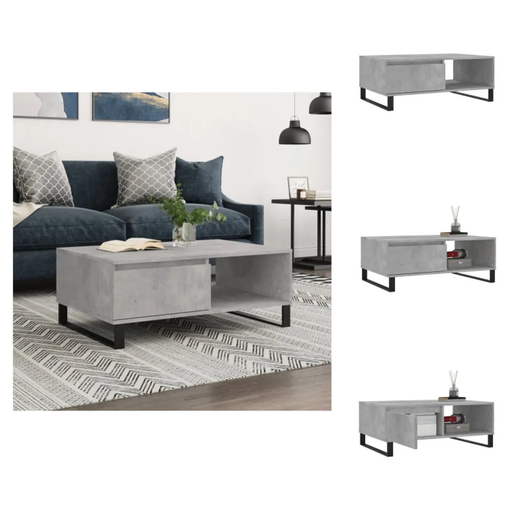 Tavolino caffè vidaXL 90x60 cm grigio cemento legno multistrato