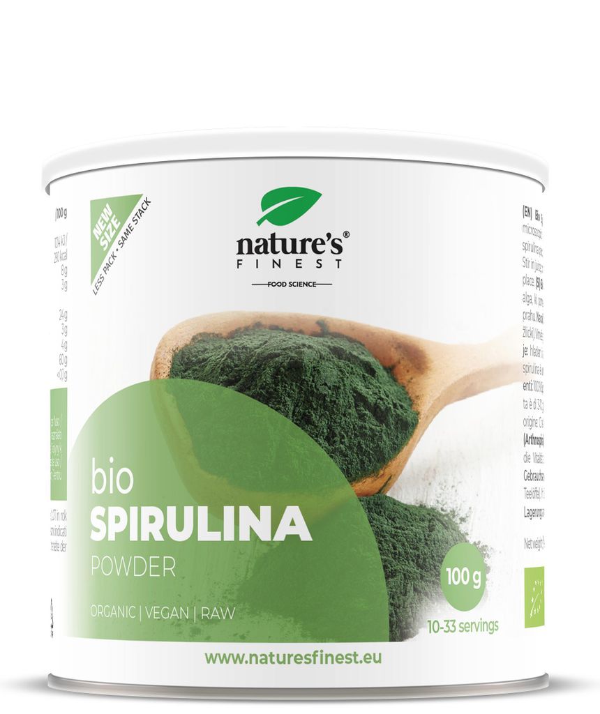 100% Organic Spirulina Pulver - Grünes Superfood - Nature's Finest - 100g