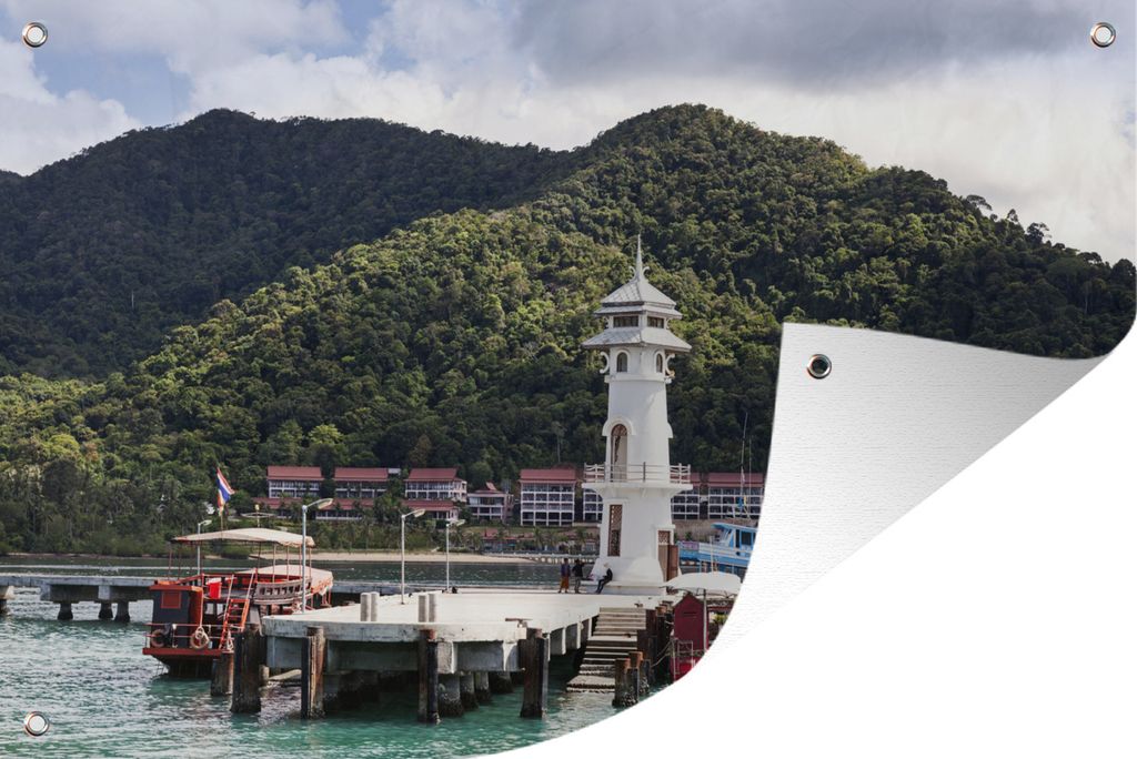 MuchoWow 120x80 cm Outdoor-Poster Gartendeko Sichtschutz Garten Poster für den Garten Ein Leuchtturm für die hohen Berge von Ko Chang
