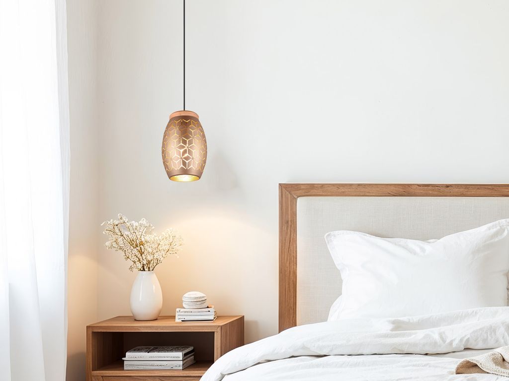 Orientalische LED Pendelleuchte klein einflammig Hängelampe über Esstisch Ø 15cm