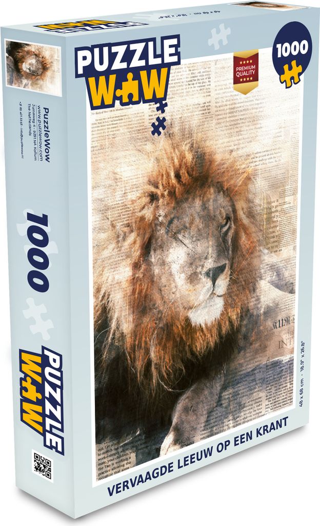 MuchoWow Puzzle 1000 Teile Löwe - Rauchen - Zeitung - Spielzeug - Alt und Jung - Spiele - Puzzeln
