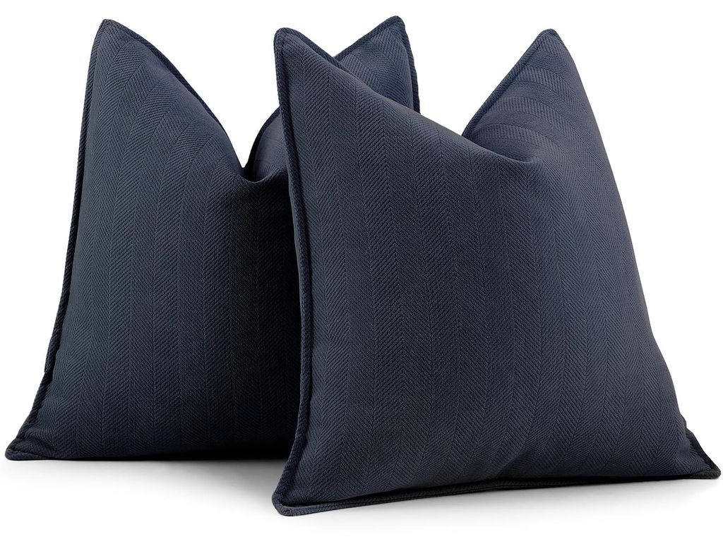 Set aus 2 marineblauen Kissenbezügen, 50x50 cm, Chenille-Sofakissen mit elegantem Design; weiche und Dekokissen für Sofa, Bett und Wohnaccessoires.
