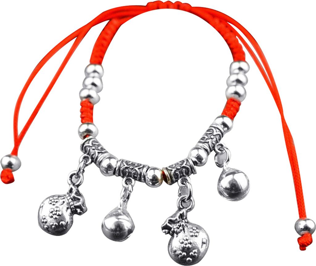 Armband Modisches Mais-/Pferd-/Elefant-Anhänger-Glocken-Baumwollfaden-Kettenarmband für Neujahr-F