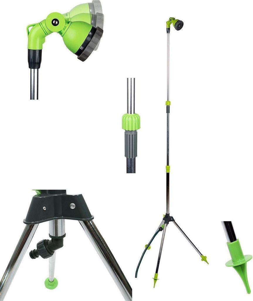 JUNG Gartendusche Kinzo Gartendusche Aussendusche, Dusche mit 5 Strahlarten, mit Stativ (Pooldusche, Dusche für Außenbereich, Garten, Abkühlung),