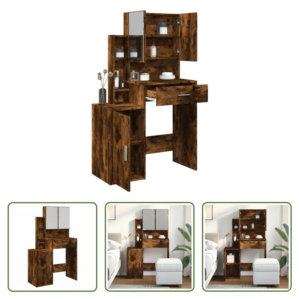 Armadietto Comodino 80x35x132 cm Rovere Fumo - Robusto e Capiente