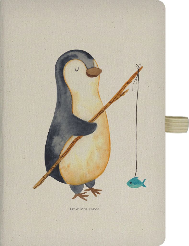 Mr. & Mrs. Panda Skizzenbuch Pinguin Angler - Transparent - Geschenk, Adressbuch, Tagebuch, Kladde, Journal, Wochenende, a4, Angelurlaub, Pinguine,...