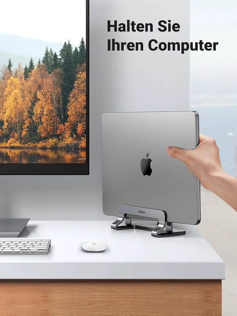 UGREEN Support Vertical Ordinateur Portable en Aluminium Argent Ajustable